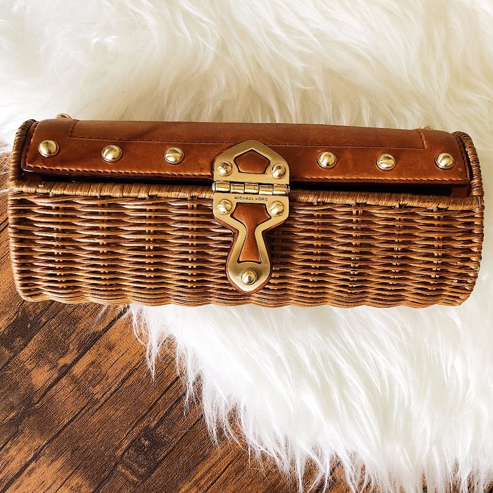 Michael Kors Leather and Wicker Clutch